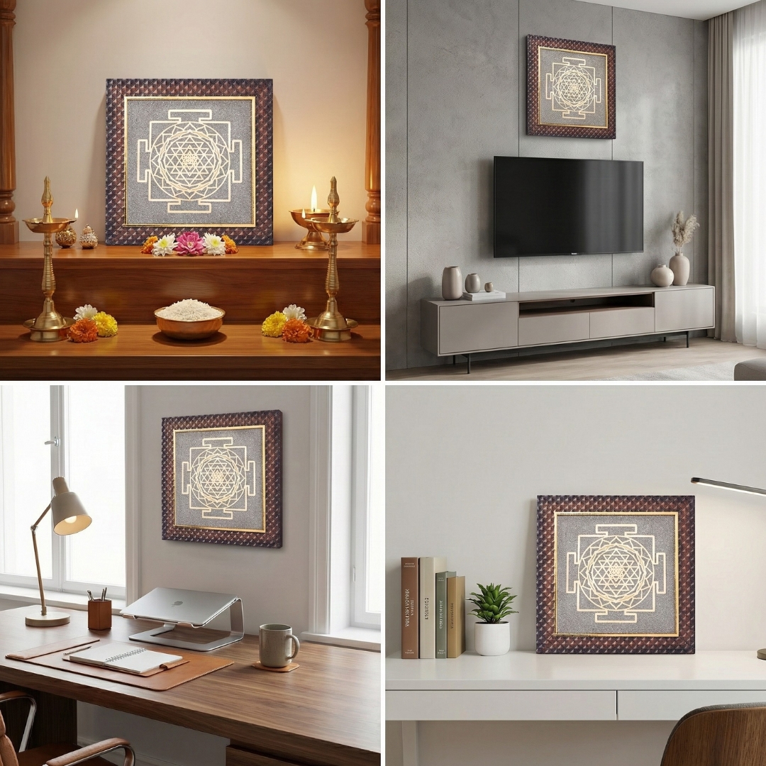 Raw Pyrite Frame With Shree yantra